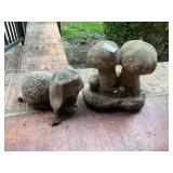 Concrete rabbit and mushroom
