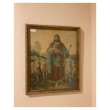 Framed Jesus and His sheep