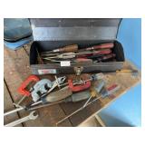 Metal toolbox, and assorted tools