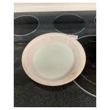 Pink and White Pyrex pie plate