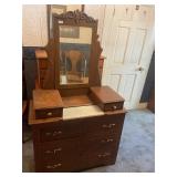 Antique wood and marble inlay dresser