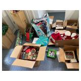 Christmas decorations, wreath, paper, bags- all