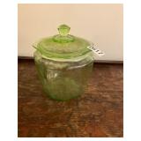 Vintage green depression glass candy dish