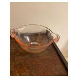 Vintage pink depression, double serving bowl