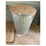 Galvanized trash can with lid