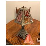 Vintage metal lamp with lead glass shades