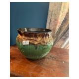 Pretty greeen/brown ceramic planter
