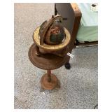 Vintage wood table and wood globe