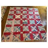 Hand sewn multicolored quilt 64 x 78