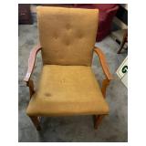 Wood and yellow gold fabric chair