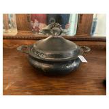 Silver serving dish with lid