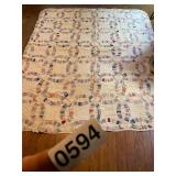 Hand sewn double wedding ring quilt 69 x 84