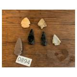6- assorted arrowheads