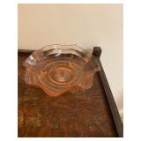 Vintage pink depression glass footed dish