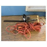 Vintage hedge, trimmers, and extension cord