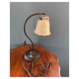 Metal and glass globe lamp
