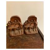 Vintage wooden carved book ends