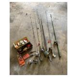 Tacklebox and assorted fishing rods and reels