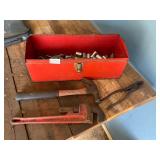 Metal toolbox, and assorted tools