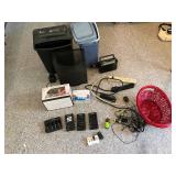 shredder, stapler, rechargers,- all
