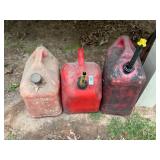 Three assorted gas jugs
