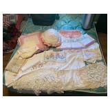 Needlework pillows, cases, doilies - all