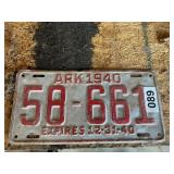 Vintage 1940 license plate