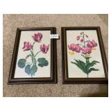 2 needlework flower pictures