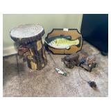 Big mouth bass and outdoor themed decor