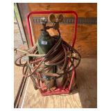 Oxygen acetylene bottles, gauges, torch, and hose