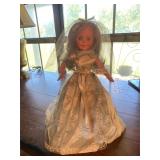 Doll in wedding gown w/veil