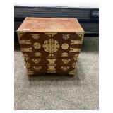 Wood and brass accented table