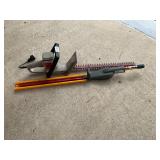 Electric hedge trimmer and Ryobi trimmer extension