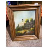 Cabin with birdhouse painting