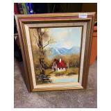 Red roof house painting
