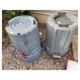 2- plastic trash cans