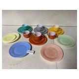 Colorful vintage little cups, plates, etc