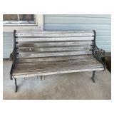 4 ft wood and cast iron bench