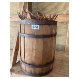 Small nail keg barrel with kindling