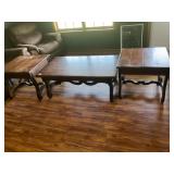 Wood coffee table and end table set