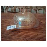 Vintage Jeanette Glass Floragold Butter Dish