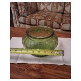 Vintage ALR CO Green Glass Ribbed Scalloped Vase