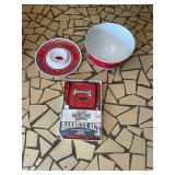 Arkansas Razorback chip, dip, bbq set