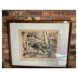 Framed Raccoon Picture 24 x 29