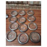 12 Vintage Silverplate & Glass Coasters