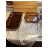 3 glass baking pans - 2 amber