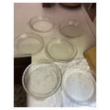 5- glass pie dishes Pyrex, Anchor, Fireking