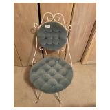 Vintage metal and blue fabric chair