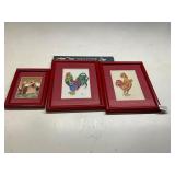 3- framed barn and rooster pictures
