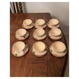 9- Franciscan Desert Rose cups and saucers